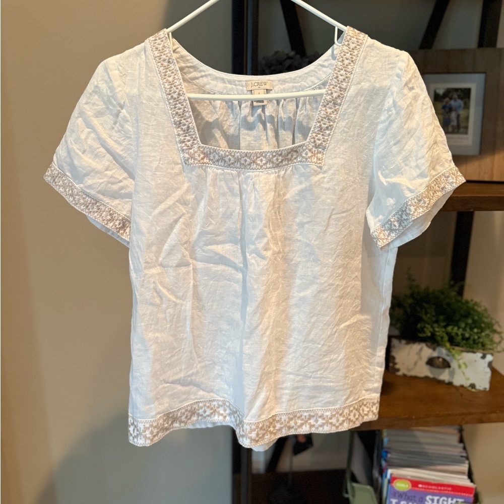 LOFT White Embroidered Women's Top
